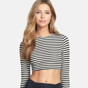 Vitamin A Cannes Cropped Rashguard - Bardot Stripe